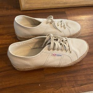 Superga sneakers, linen (beige) color. Size 9.